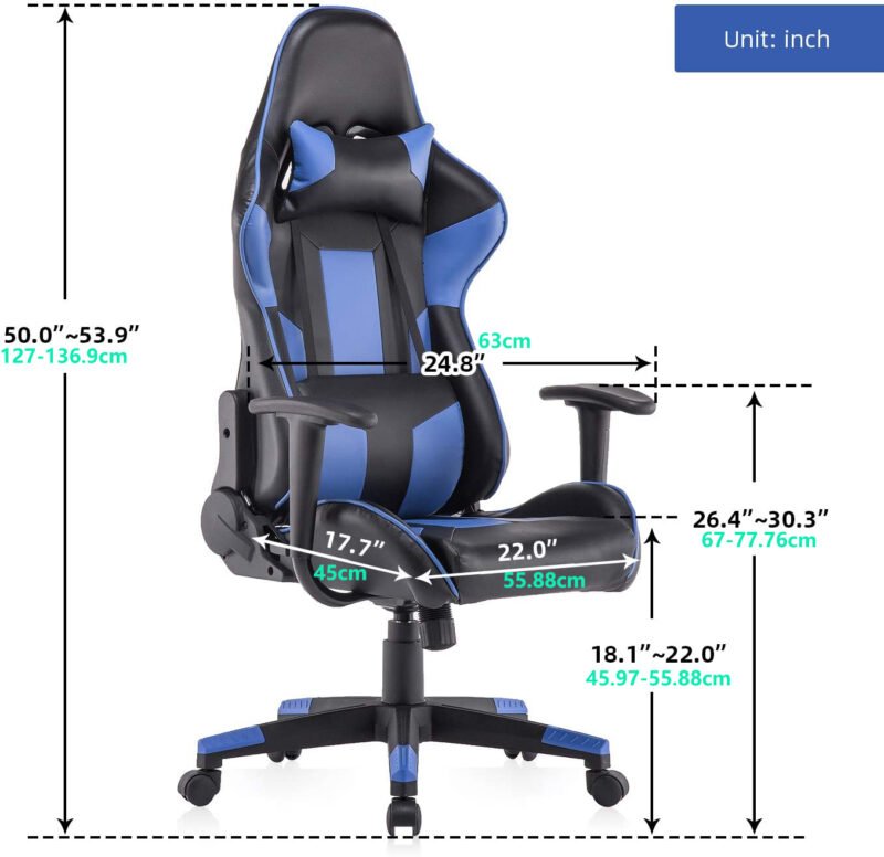 G130  Style: PU Leather Gaming Chair, White, Blue, Red, Black, Gray